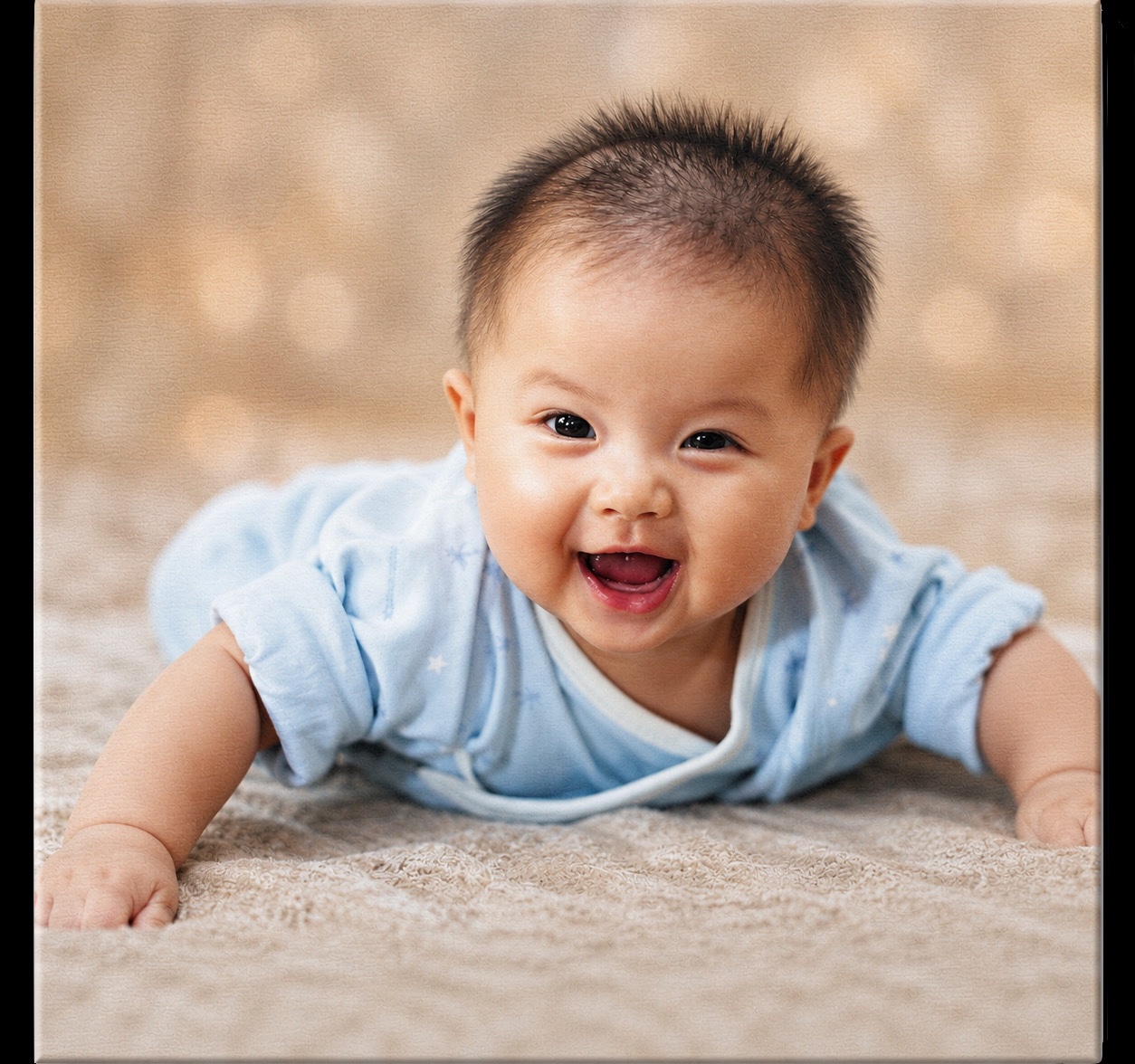 Baby Canvas Print shown at scale on a living-room wall